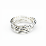 Stylish 5 strand silver rolling ring crafted in 925 sterling silver, perfect for everyday elegance and special celebrations.