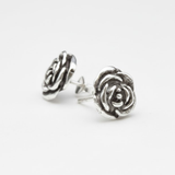 Dainty Silver Flower Studs - Graceful rose earrings in 925 Sterling Silver, perfect for casual wear and memorable gift giving.