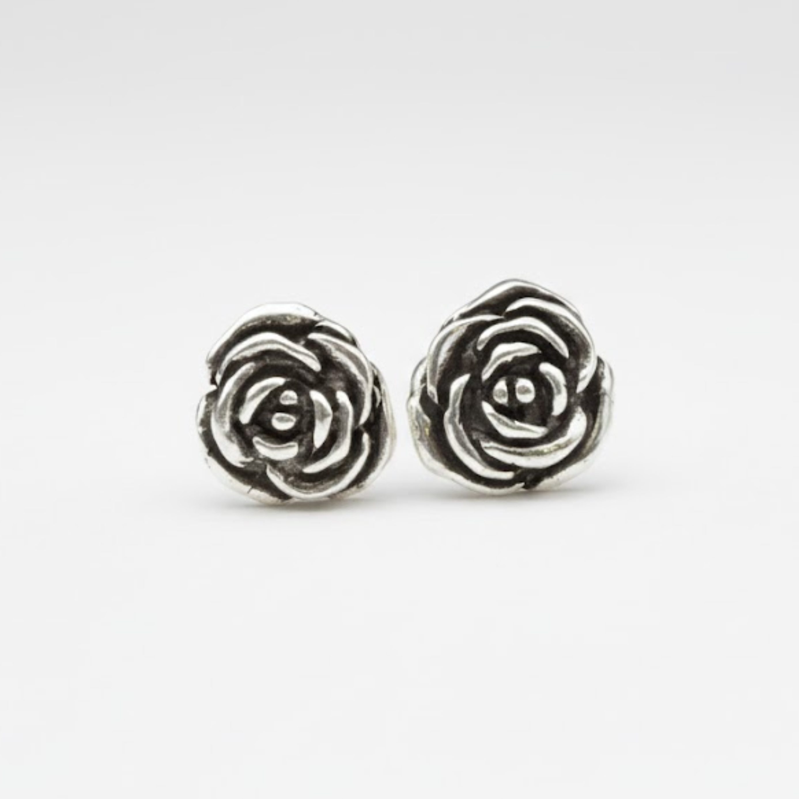 Silver Flower Studs - Silver Rose Studs - Silver Flower Earrings made in 925 Sterling Silver. Ideal for everyday wear and perfect for birthday gifting and special occasions.