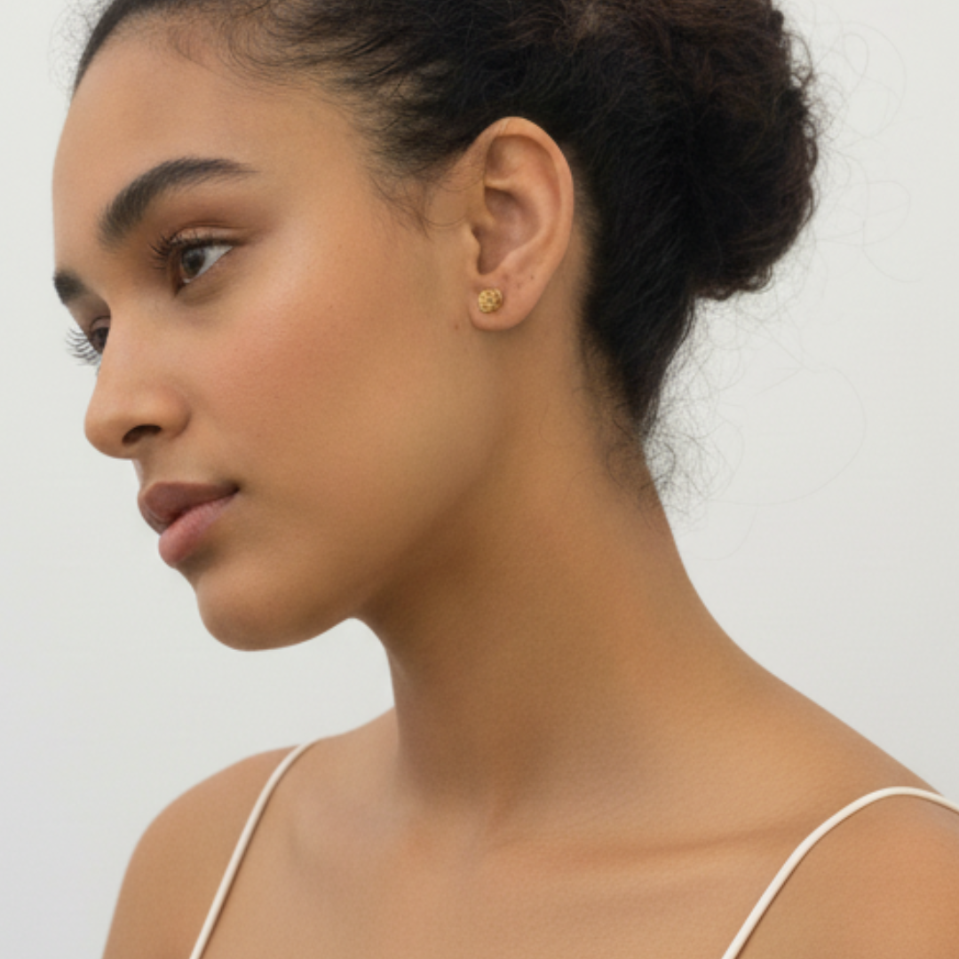 Gold Rose Studs - Elegant 18k Gold Vermeil Flower Earrings for daily wear, perfect for birthdays and special moments.