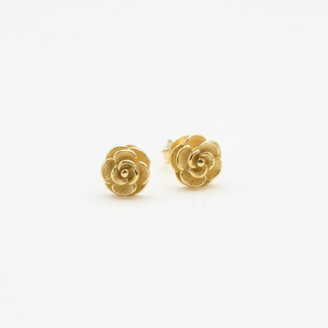 Gold Rose Studs - Timeless 18k Gold Vermeil Earrings, designed for daily elegance and perfect for gifting on special occasions.