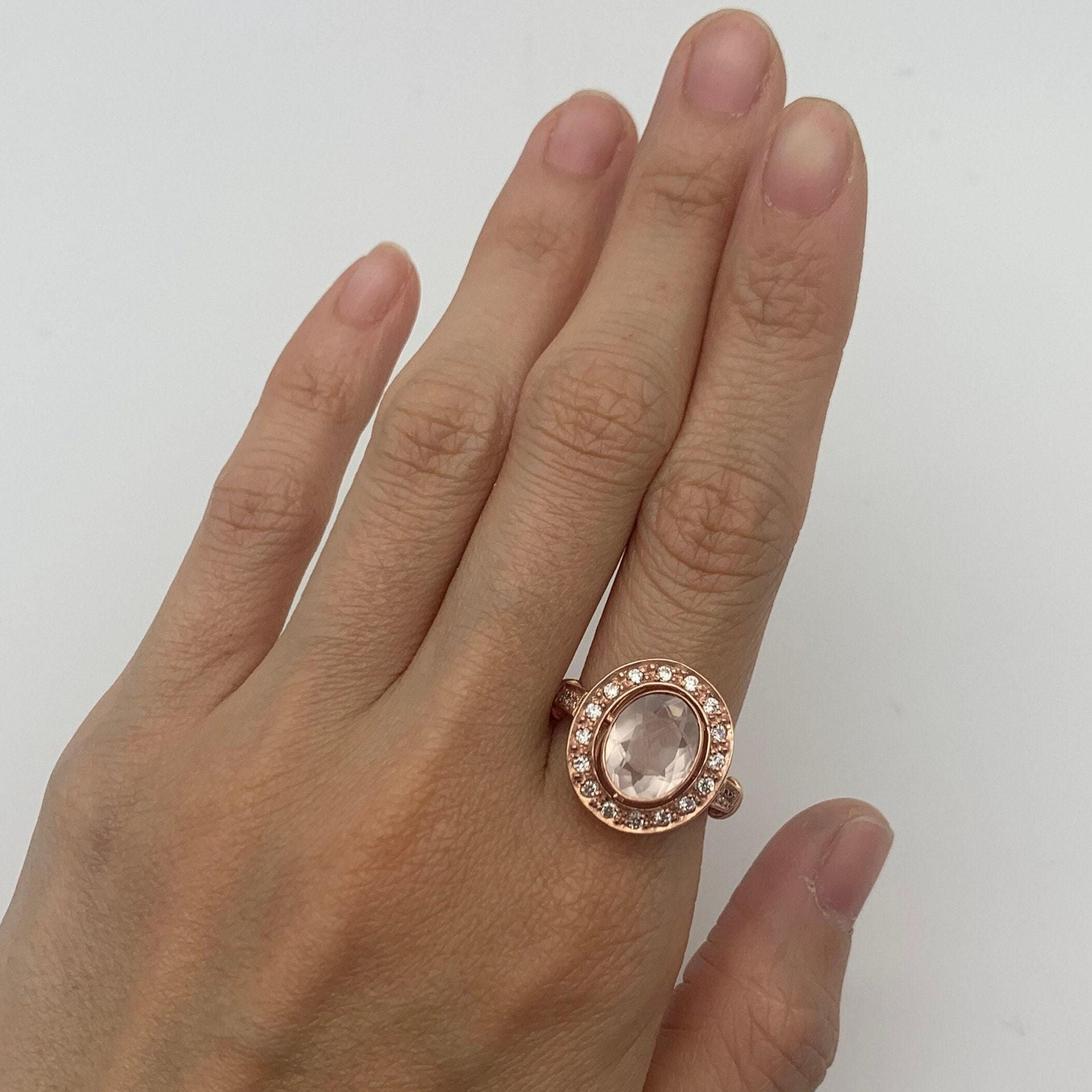 Rose Quartz Ring, Natural Rose Quartz, Vintage Rings, Pink Diamond Ring, January Birthstone, Silver Ring, Pink Diamond, Sterling Silver Ring(2)