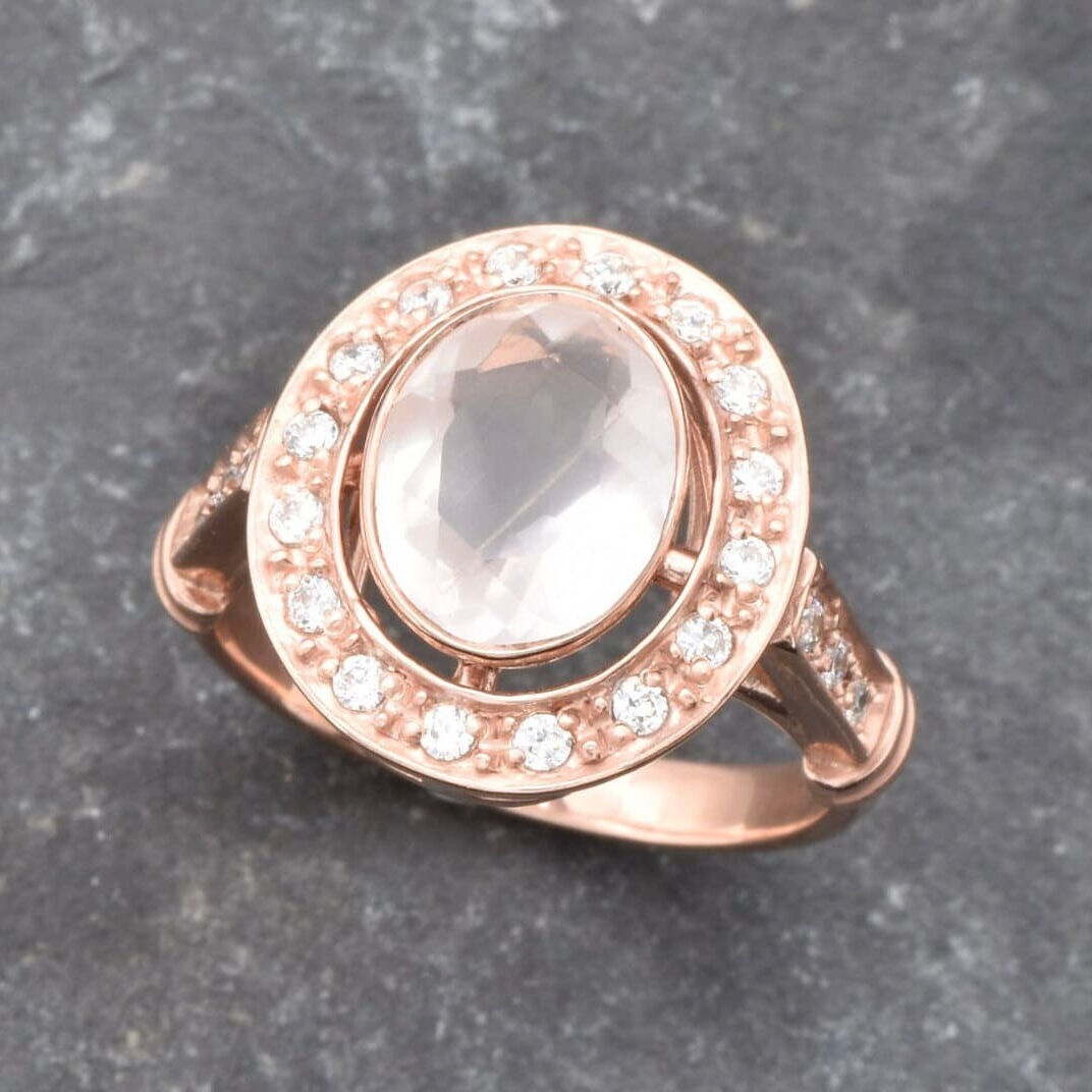 Rose Quartz Ring, Natural Rose Quartz, Vintage Rings, Pink Diamond Ring, January Birthstone, Silver Ring, Pink Diamond, Sterling Silver Ring(2)