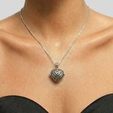 Locket Heart Pendant - Filigree Heart Necklace, Big Heart Pendant