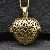 Locket Heart Pendant - Filigree Heart Necklace, Big Heart Pendant