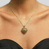 Locket Heart Pendant - Gold Heart Necklace, Gold Filigree Heart