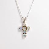 Opal Cross Pendant - Natural Opal Necklace - October Birthstone Necklace
