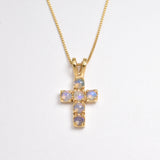 Opal Cross Pendant - Natural Opal Necklace, Christian Opal Pendant