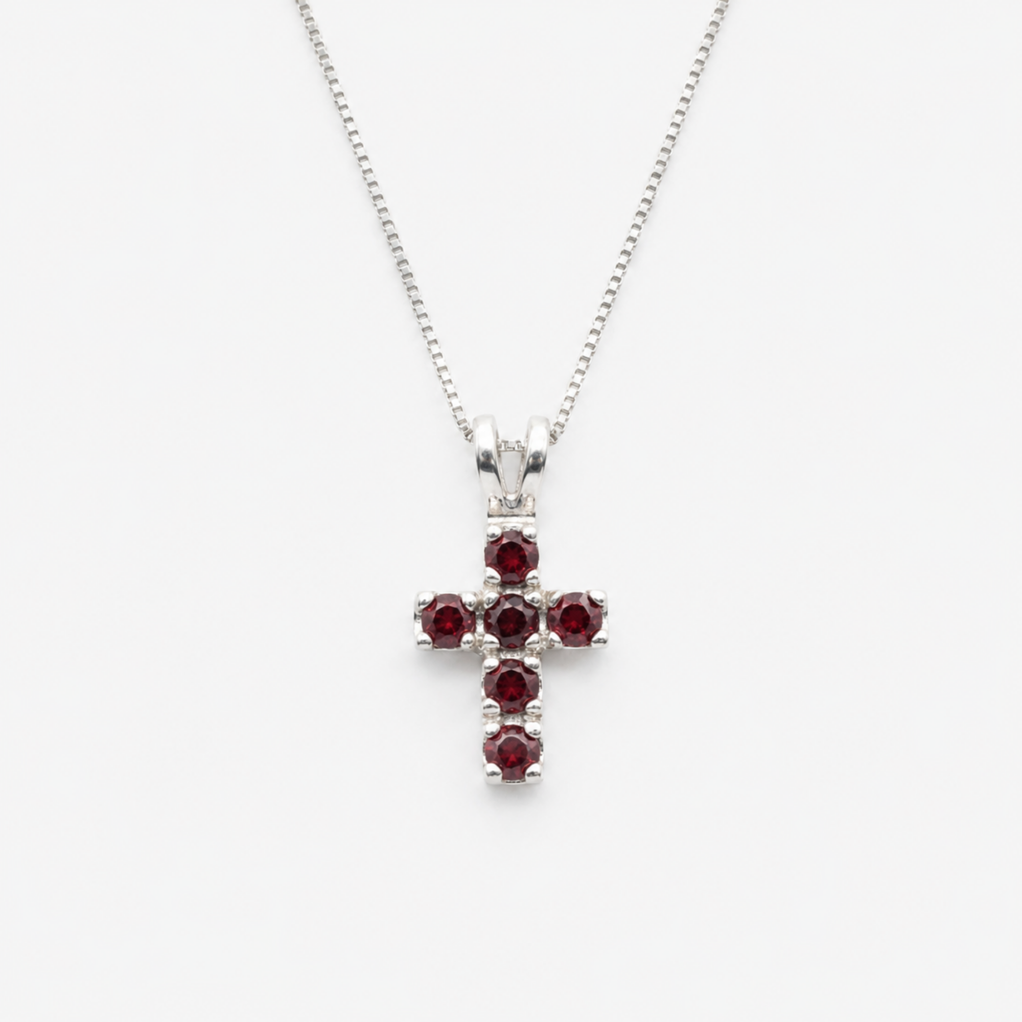 Created Ruby Pendant made in 925 Sterling Silver with Round Created Red Ruby in Prong setting, July Birthstone gift idea, symbolizes nobility, purity, and passion, ideal for everyday wear and perfect for birthday gifting and special occasions.