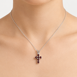 Created Ruby Pendant in 925 Sterling Silver, prong-set round ruby, July birthstone, perfect for special occasions and everyday wear.