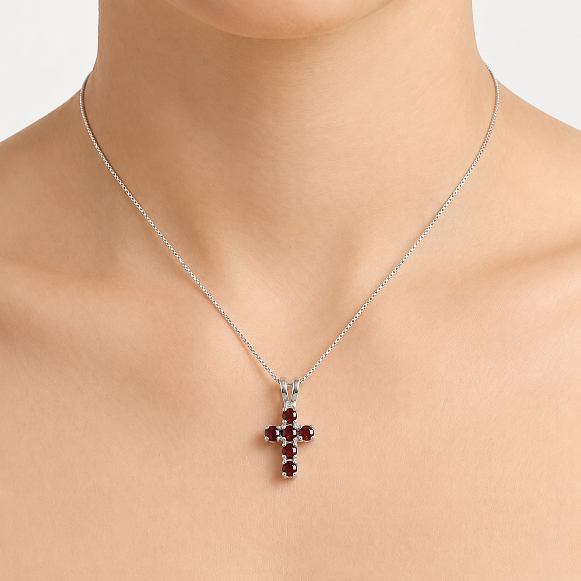 Created Ruby Pendant in 925 Sterling Silver, prong-set round ruby, July birthstone, perfect for special occasions and everyday wear.