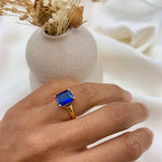 1059-R-cSAP: Gold Vermeil 18k Created Sapphire