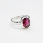 Beautiful 925 Sterling Silver Ruby Ring with Oval Created Red Ruby, a meaningful gift for July birthdays and cherished moments.