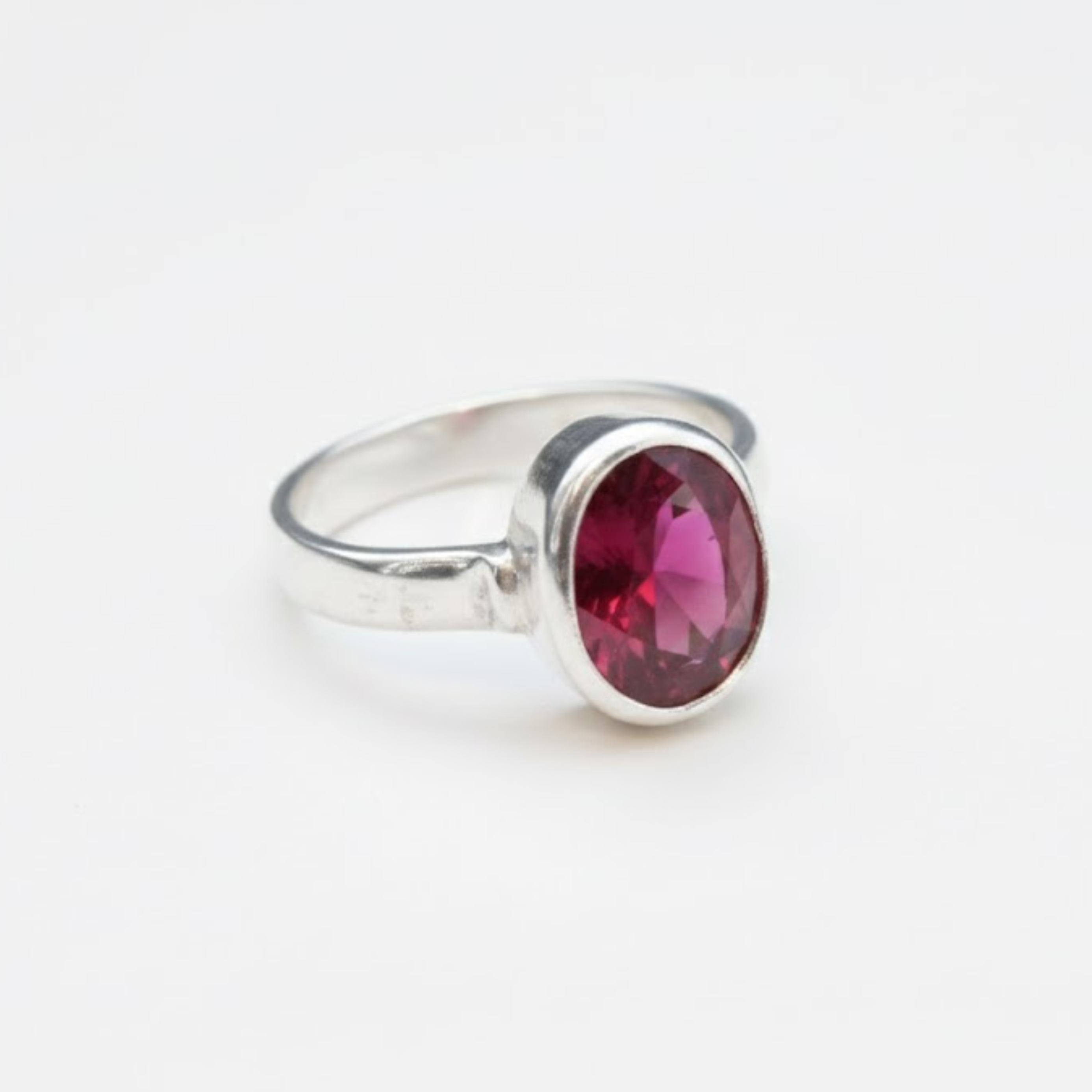 Beautiful 925 Sterling Silver Ruby Ring with Oval Created Red Ruby, a meaningful gift for July birthdays and cherished moments.