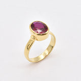 Stunning 18k gold vermeil ring with an exquisite oval created red ruby, a meaningful gift for July birthdays and celebrations.