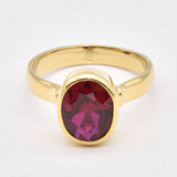 Solitaire Ruby Ring - Gold Ruby Band, July Birthstone Ring