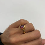 Stunning 18k gold vermeil ring with an exquisite oval created red ruby, a meaningful gift for July birthdays and celebrations.