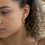 Stunning 18k Gold Vermeil earrings with a dazzling created ruby, perfect for daily wear and special celebrations.