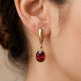 Created Ruby Earrings in 18k Gold Vermeil, perfect for birthdays and special occasions. Symbolizes nobility and passion.