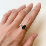 Elegant Black Onyx Ring in Gold Vermeil 4-prong setting, crafted in 18k Gold Vermeil, perfect for daily wear and special gifts.