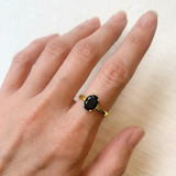 Elegant Black Onyx Ring in Gold Vermeil 4-prong setting, crafted in 18k Gold Vermeil, perfect for daily wear and special gifts.