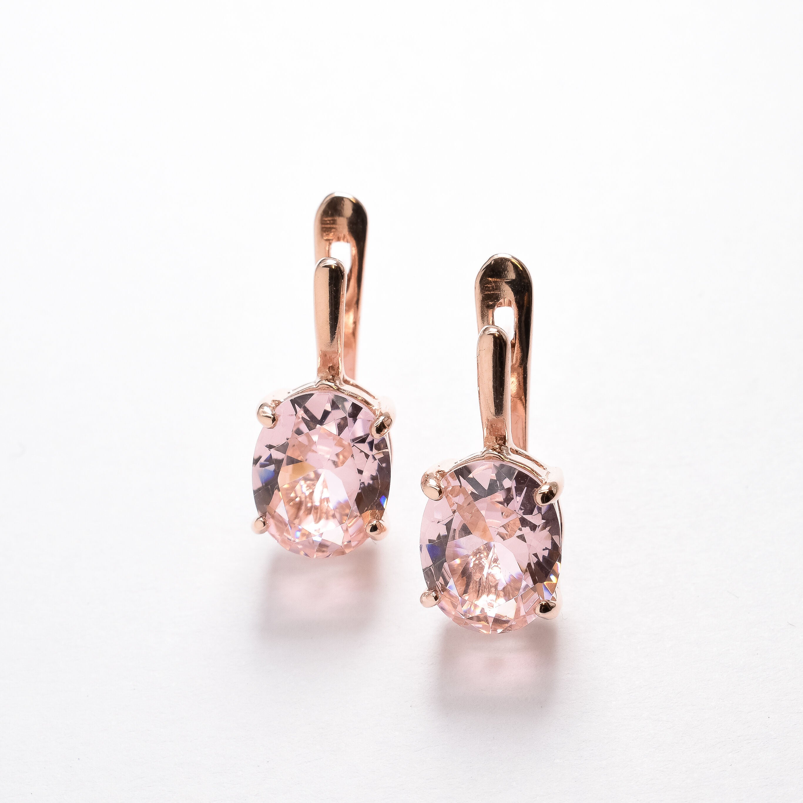 Gold Morganite Earrings, Dainty Pink Earrings, Created Morganite, Rose Gold Earrings, Minimalist Earrings, Pink Diamond Earrings, Rose Gold