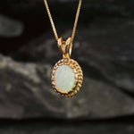 Gold Opal Pendant, Natural Opal, Antique Opal Pendant, Gold Plated Pendant, Vintage Necklace, Oval Pendant, October Birthstone, Gold Vermeil