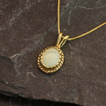 Gold Opal Pendant, Natural Opal, Antique Opal Pendant, Gold Plated Pendant, Vintage Necklace, Oval Pendant, October Birthstone, Gold Vermeil