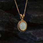 Gold Opal Pendant, Natural Opal, Antique Opal Pendant, Gold Plated Pendant, Vintage Necklace, Oval Pendant, October Birthstone, Gold Vermeil