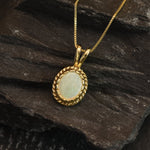 Gold Opal Pendant, Natural Opal, Antique Opal Pendant, Gold Plated Pendant, Vintage Necklace, Oval Pendant, October Birthstone, Gold Vermeil