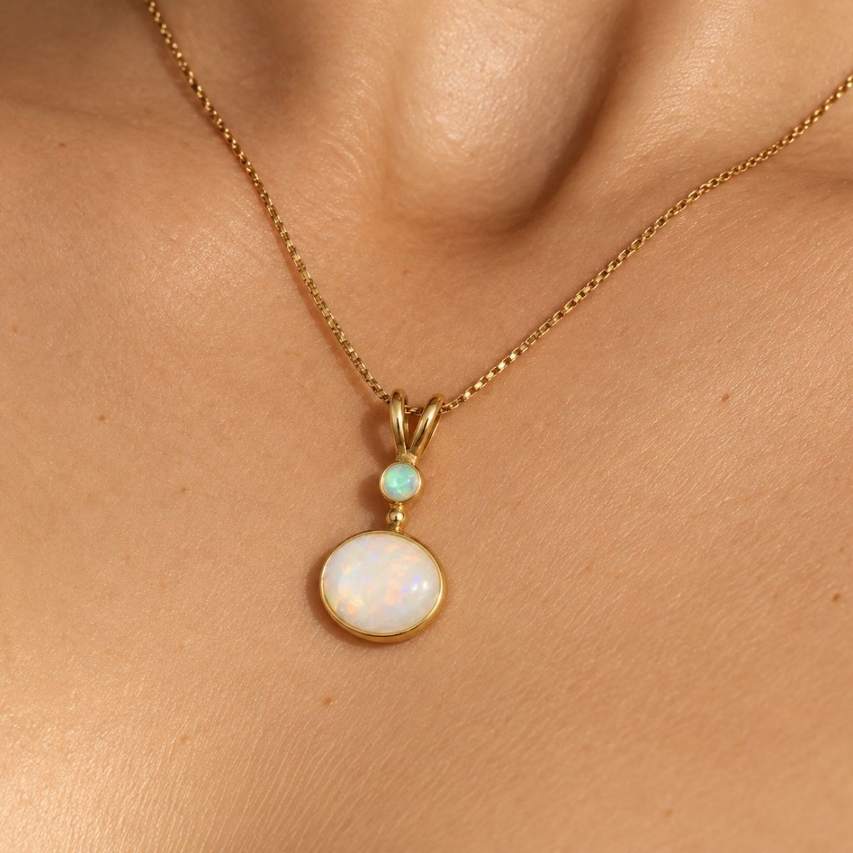 Elegant 18k Gold Vermeil Natural Australian Opal Pendant, showcasing purity and hope—perfect gift for October birthdays.