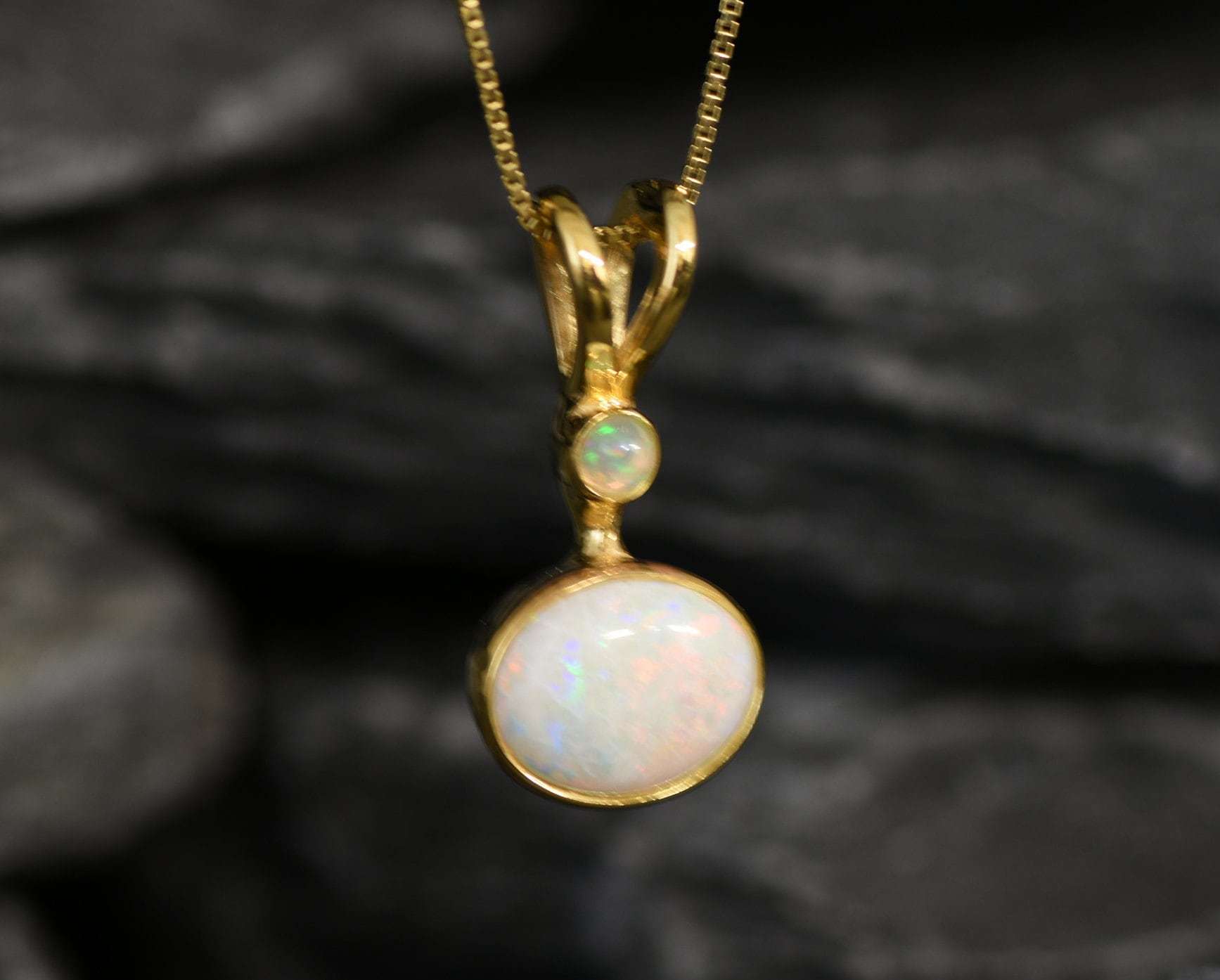 Gold Opal Pendant, Natural Opal Pendant, October Birthstone, Real Opal Pendant, Australian Opal, Vintage Opal Pendant, Gold Pendant, Opal