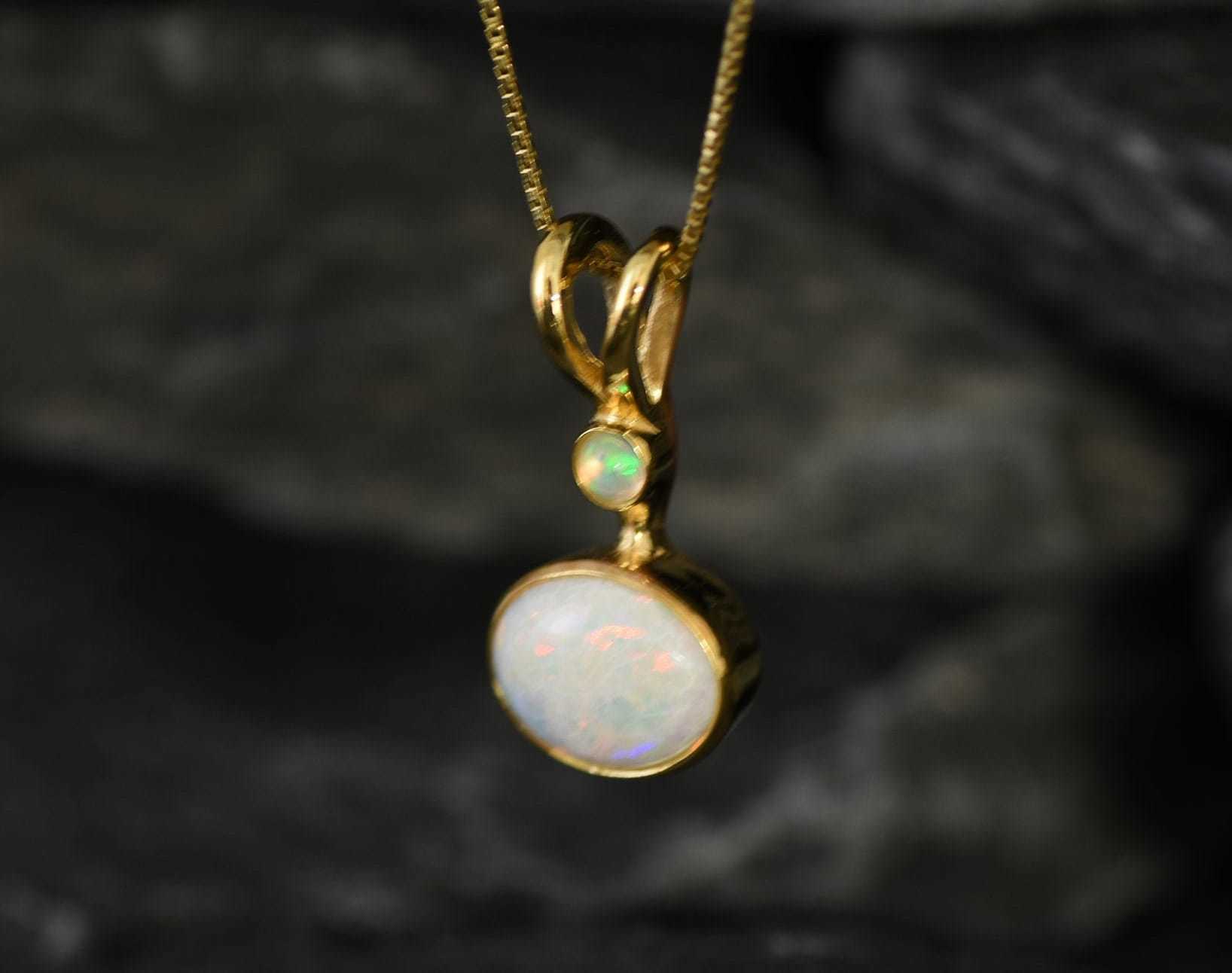 Gold Opal Pendant, Natural Opal Pendant, October Birthstone, Real Opal Pendant, Australian Opal, Vintage Opal Pendant, Gold Pendant, Opal