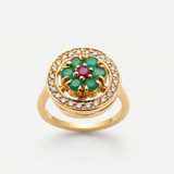 Stunning 18k Gold Vermeil Emerald Ring featuring a Round Green Emerald, a symbol of renewal and cherished moments.