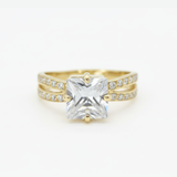 Stunning Princess Cut Diamond Ring with Split Pave Band in 18k Gold Vermeil. A timeless piece for any occasion.