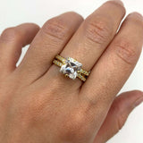 Elegant Split Pave Band Ring in 18k Gold Vermeil with Princess Cut Diamond. Perfect for daily wear and special celebrations.