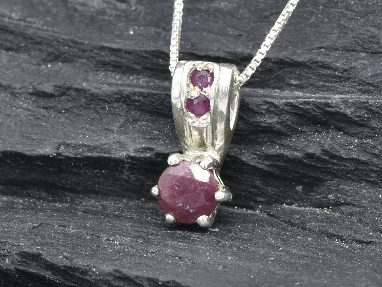 Stunning 925 Sterling Silver Pendant with a natural red ruby, perfect gift for July birthdays and meaningful celebrations.
