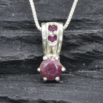 Charming 925 Sterling Silver pendant with a red ruby, ideal for July birthdays and a timeless accessory for any occasion.