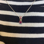 Elegant 925 Sterling Silver Ruby Pendant in prong setting, featuring a vibrant natural red ruby, ideal for birthdays and special occasions.