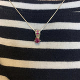 Elegant 925 Sterling Silver Ruby Pendant in prong setting, featuring a vibrant natural red ruby, ideal for birthdays and special occasions.