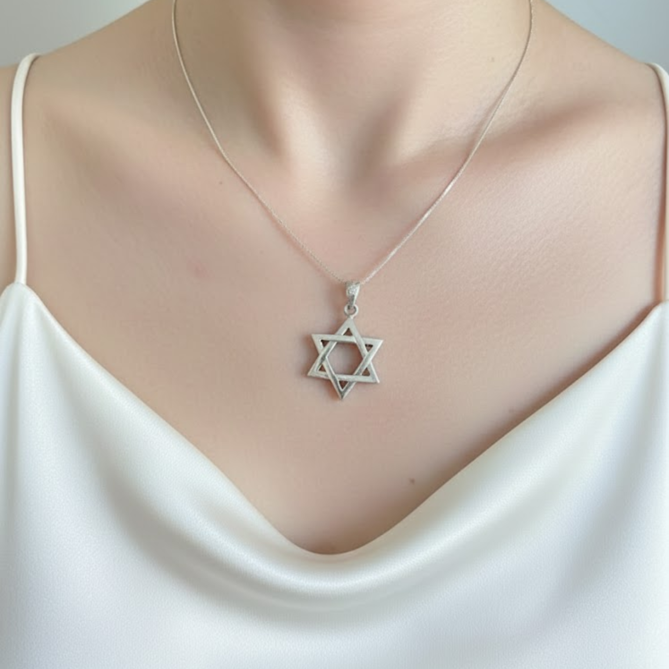 Silver Star of David Pendant on a chain, crafted in 925 Sterling Silver, perfect for daily wear and special occasions.