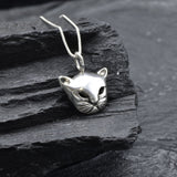 Gold Cat Necklace - Cat Head Pendant, Animal Lover Necklace