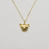 Silver Cat Necklace - Cat Head Pendant, Animal Lover Necklace