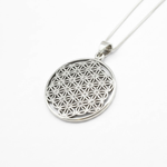 Silver Mandala Pendant - Charming Flower of Life Necklace in 925 Sterling Silver, perfect for casual wear and special celebrations.