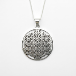 Silver Mandala Pendant - Flower Of Life Necklace - Silver Statement Necklace made in 925 Sterling Silver. Ideal for everyday wear and perfect for birthday gifting and special occasions.