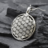 Silver Mandala Pendant - Flower Of Life Necklace - Silver Statement Necklace