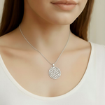 Silver Mandala Pendant - Intricate Flower of Life design in 925 Sterling Silver, perfect for gifting and daily wear.