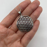 Silver Mandala Pendant - Flower Of Life Necklace - Silver Statement Necklace