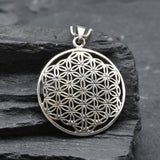 Silver Mandala Pendant - Flower Of Life Necklace - Silver Statement Necklace