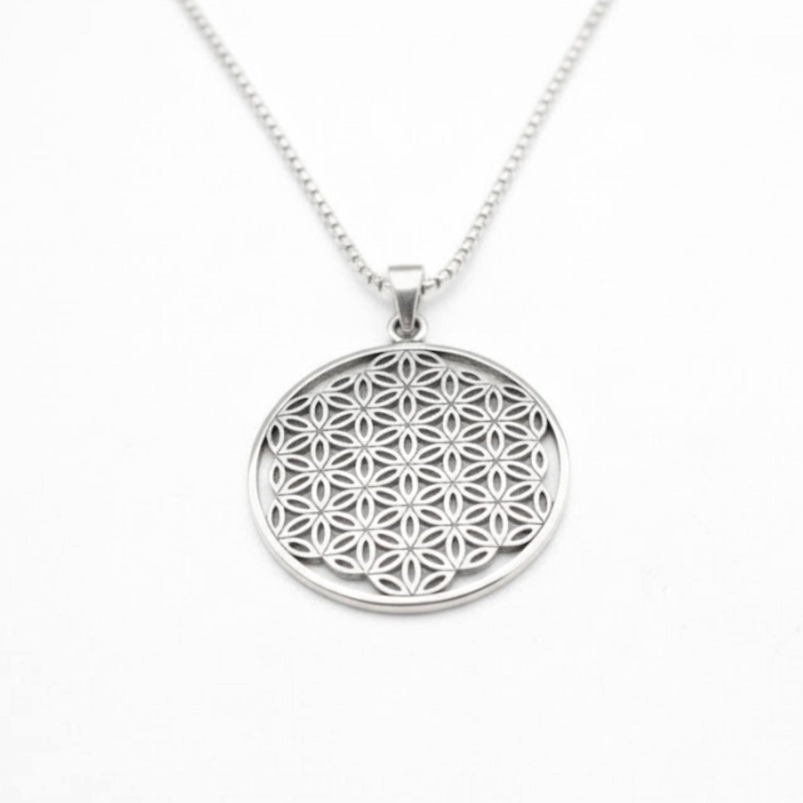 Silver Mandala Pendant - Timeless Flower of Life Necklace in 925 Sterling Silver, ideal for daily style and memorable gifts.